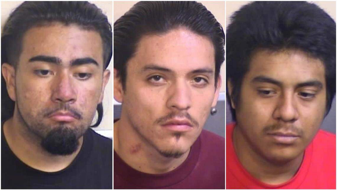 The Fresno County Sherriff’s Department arrested three men Saturday for the shooting of a 22-year-old man on Thursday in the small town of San Joaquin. Esekuiel Ochoa-Felix (left), 19, of Coalinga, Kevin Rosales (center), 20, of Huron, and Luis Bravo-Edwardo (right), 19, of Huron, are facing charges of attempted murder and participating in a criminal street gang. 