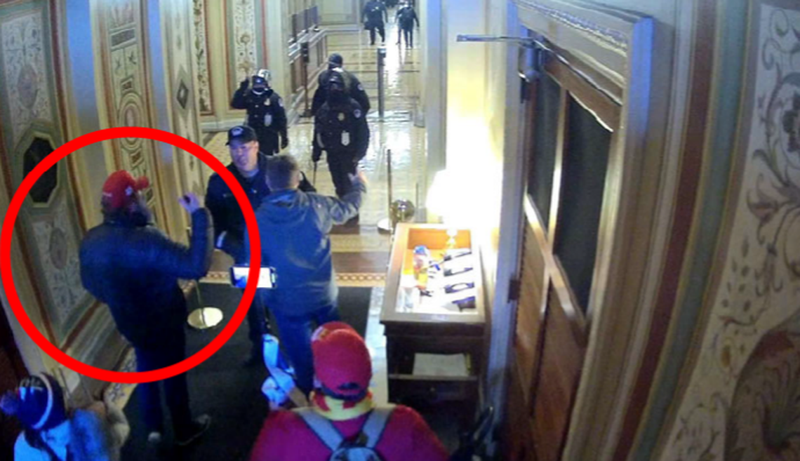 This photo of Benjamin Martin was included in the charging document related to the Jan. 6 insurrection at the U.S. Capitol.