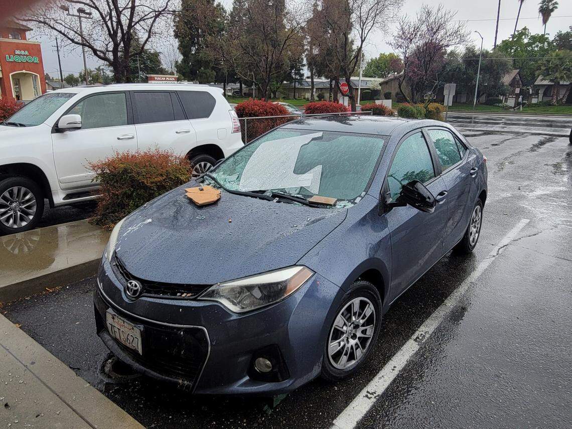 A car crashed into the front of a nail salon in northwest Fresno on Monday afternoon.