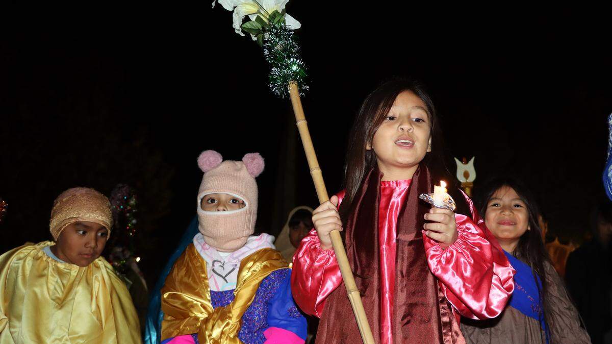 Children take part in a posada organized at St. Anthony Mary Claret Church in southeast Fresno on Dec. 18, 2023.