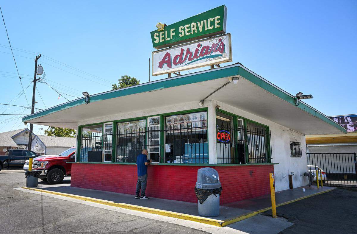 Adrian's is a Mexican food walk-up taqueria on Belmont near First Street. 
