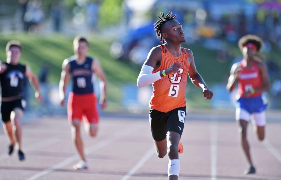 Central’s Jeremiah Walker, second from right, places first in the 400 at the Central Section Masters held at Buchanan High School Saturday, May 21, 2022 in Clovis.