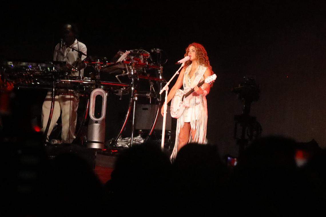 Shakira performs during her sold-out Las Mujeres Ya No Lloran World Tour concert at Valley Children’s Stadium, August 7, 2025 in Fresno.