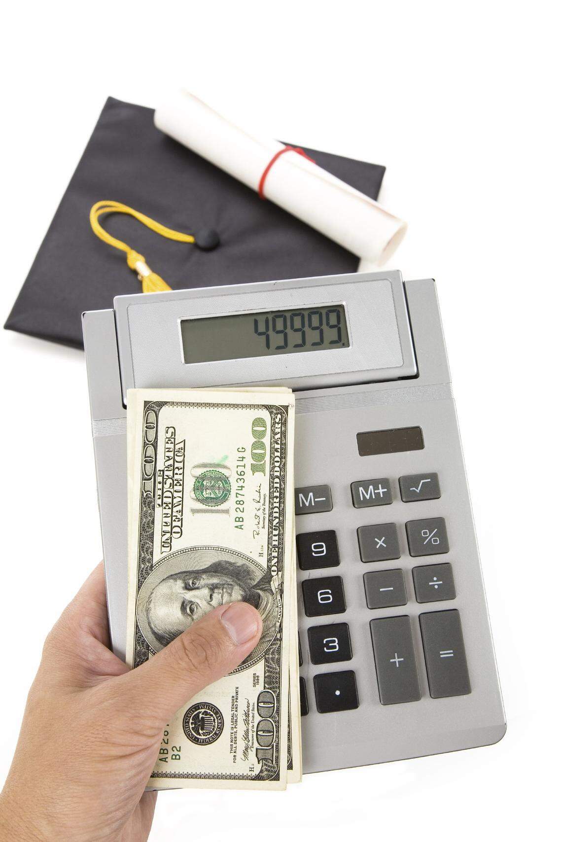 Black Mortarboard and dollar, concept of education finance