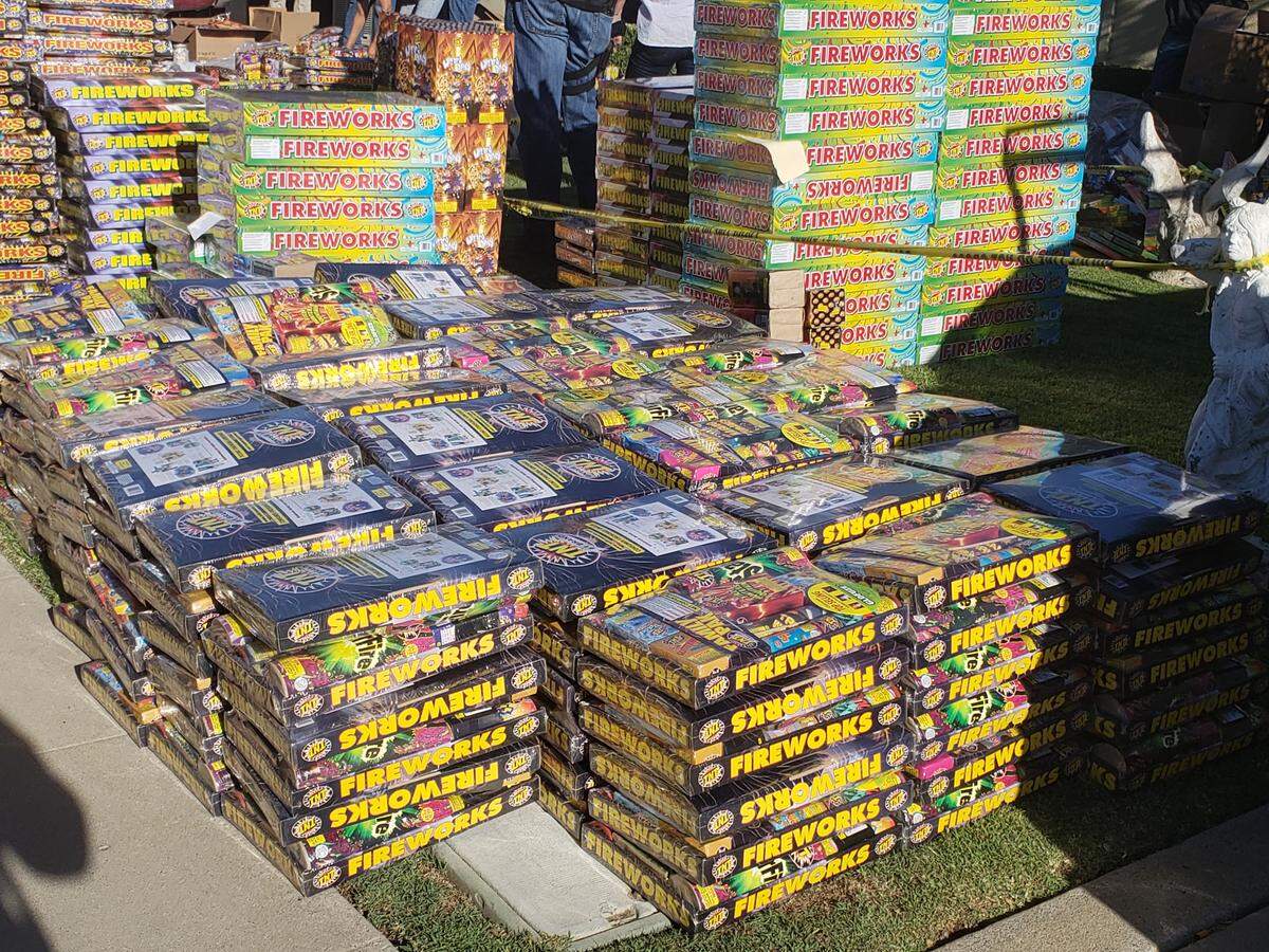 Clovis Police Department arrested two suspects after uncovering $80,000 worth of stolen fireworks in their home on Wednesday, June 27,2018.