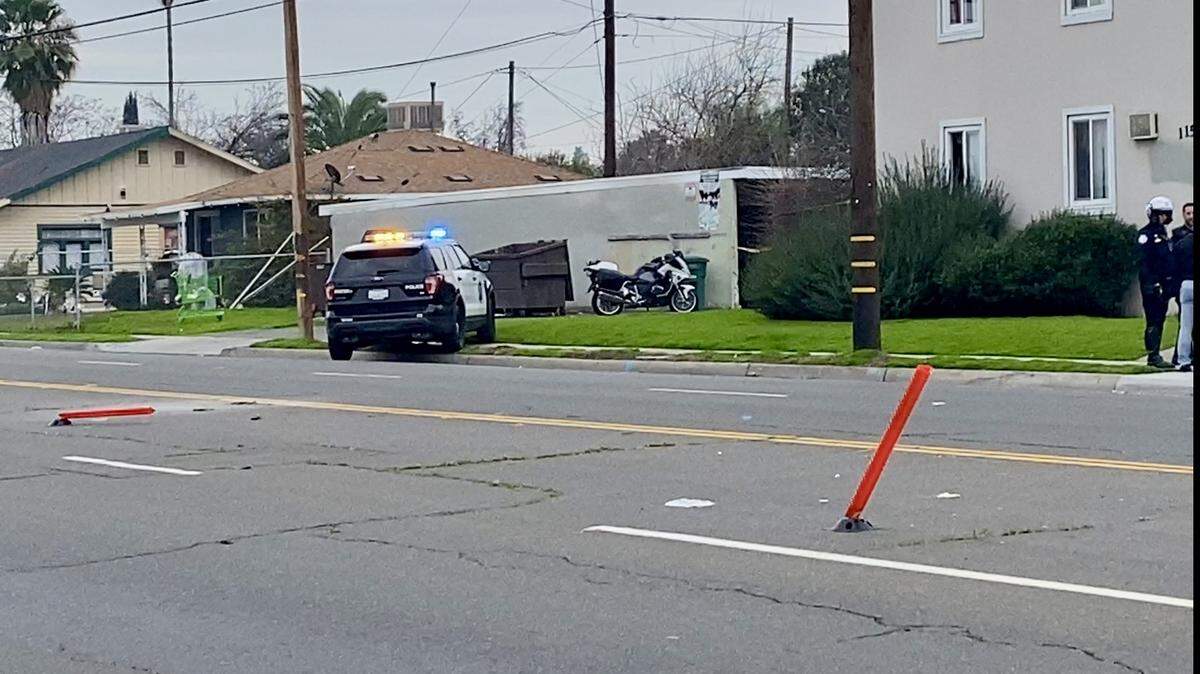 Police investigate a shooting that sent a man to a Fresno, California hospital on Friday, Jan. 3, 2024.