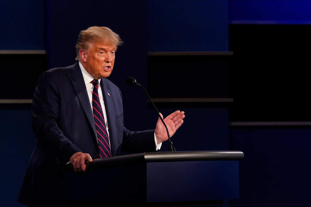 President Donald Trump during the first presidential debate Tuesday, Sept. 29, 2020, at Case Western University and Cleveland Clinic in Ohio.
