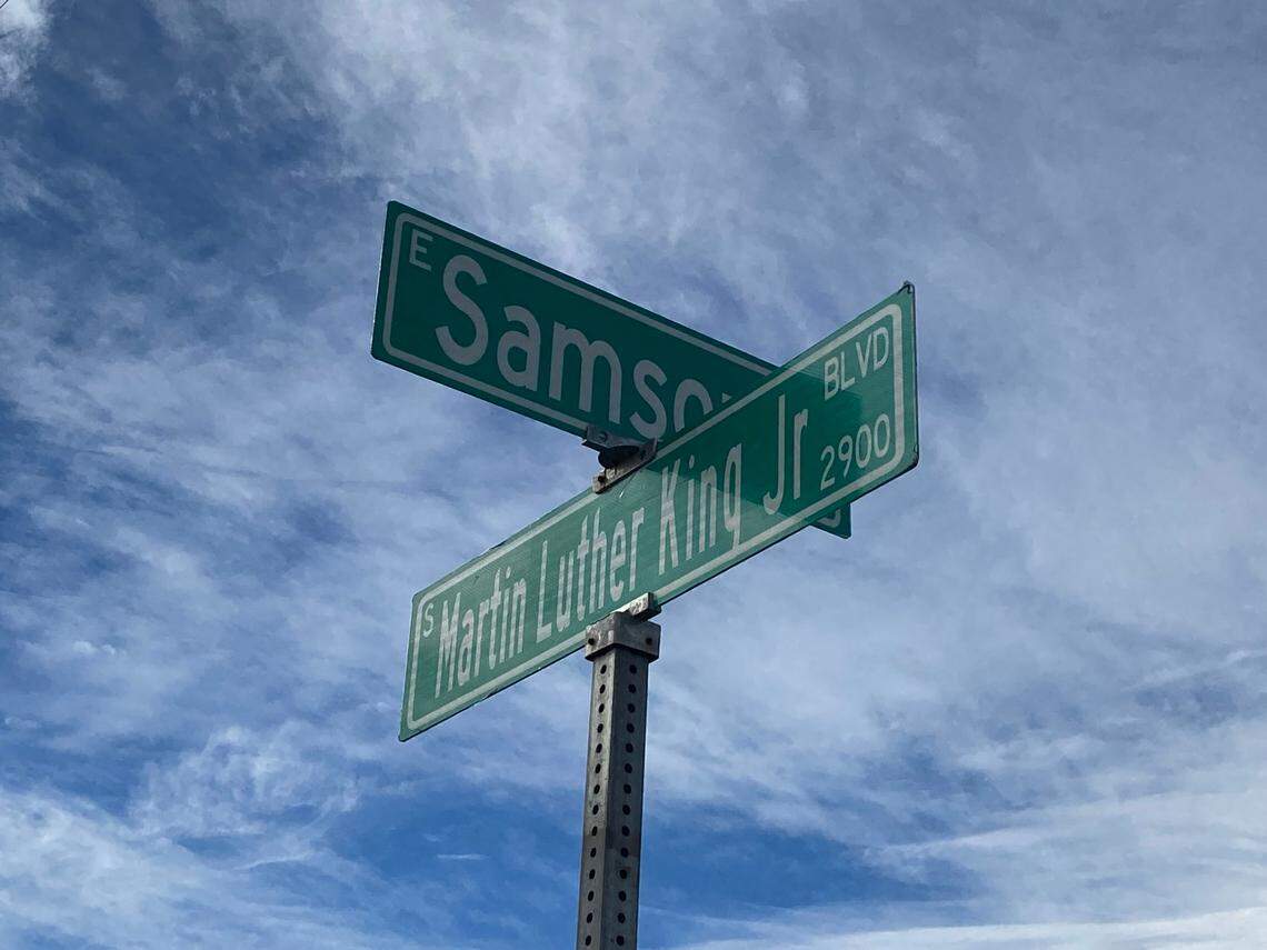 Fresno police investigate a shooting on Friday, Jan. 13, 2023, on Samson Avenue west of Martin Luther King Jr. Boulevard.