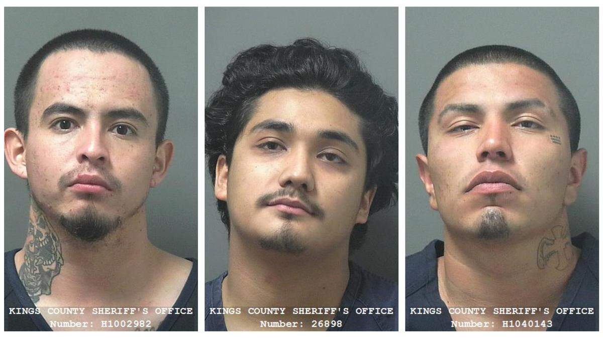 From right: Javier Limon, 22, Fabian Carnero, 19, and Alejandro Cadena, 25, were charged with attempted murder after two men were shot in Lemoore on Friday, Dec. 7, 2018.