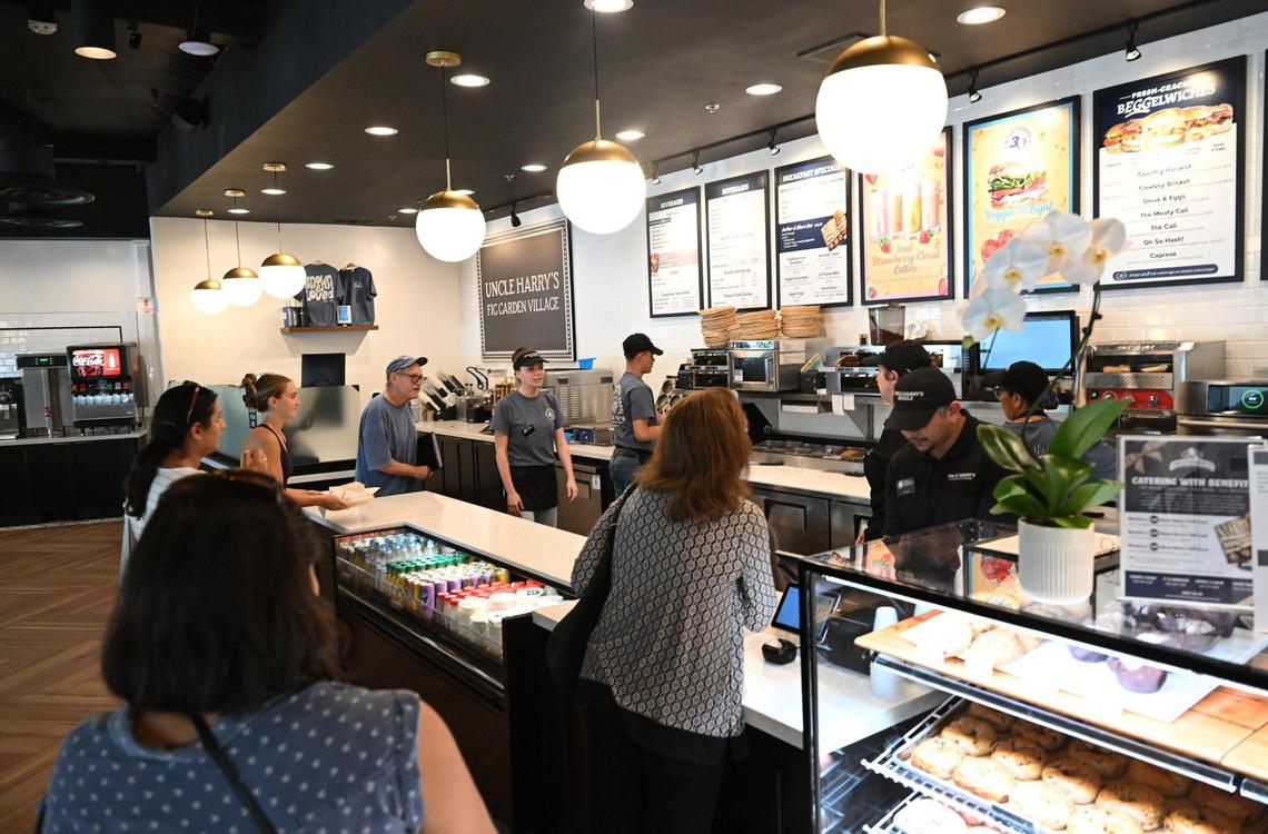 Uncle Harry’s New York Bagelry & Coffeehouse has re-opened in Fig Garden Village, right next door to its former location. Photographed Wednesday, July 2, 2025 in Fresno.