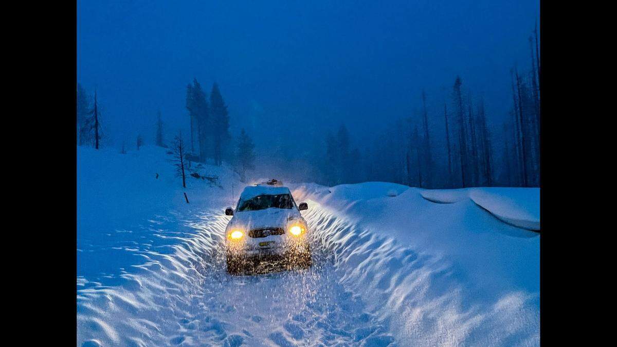 As of 9:30 p.m. on Friday, Feb. 24, 2023, Highway 168 in the high country of eastern Fresno County was closed due to severe winter snow conditions.