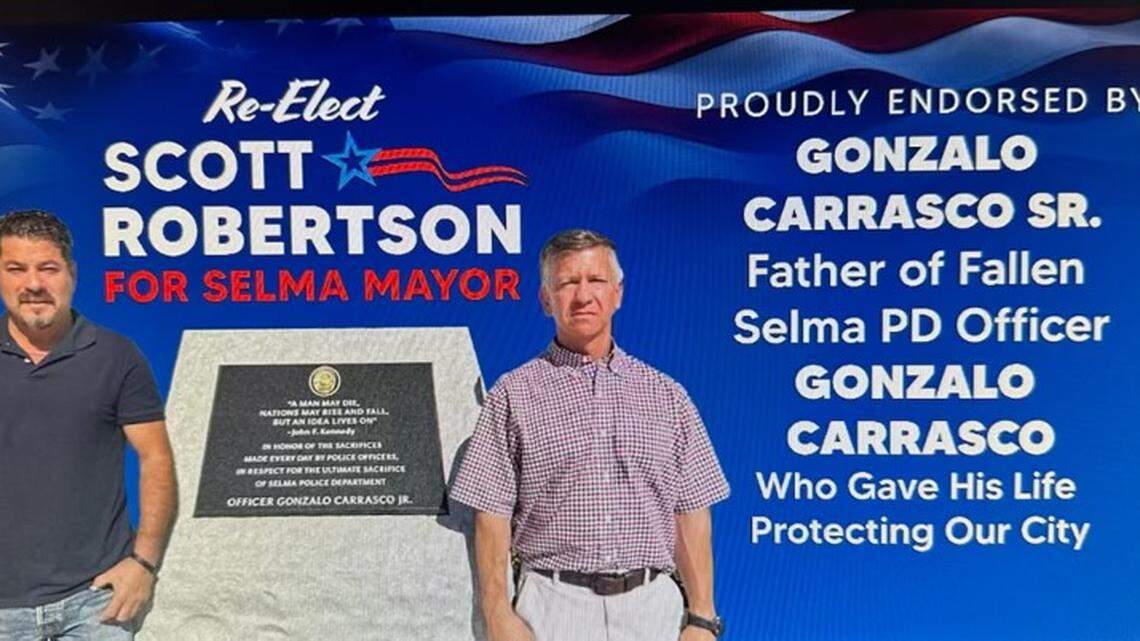 Mayor’s ad using photo of slain officer’s father draws anger from Selma police, family