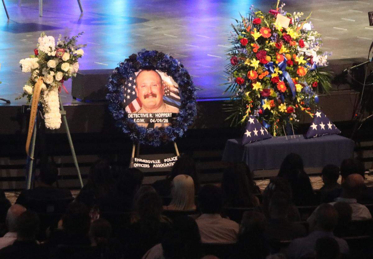 Family, law enforcement and community gathered Tuesday, April 28, 2026, in Visalia to remember Tulare County deputy Randy Hoppert's service and sacrifice after the fatal April ambush in north Porterville.