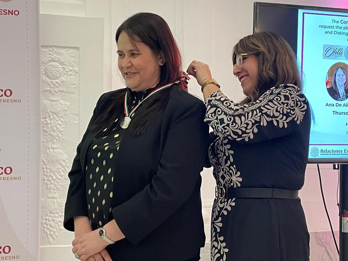 Federal jurist Ana de Alba (left) has been recognized with the 2024 Ohtlí Award from the Consulate of México in Fresno.