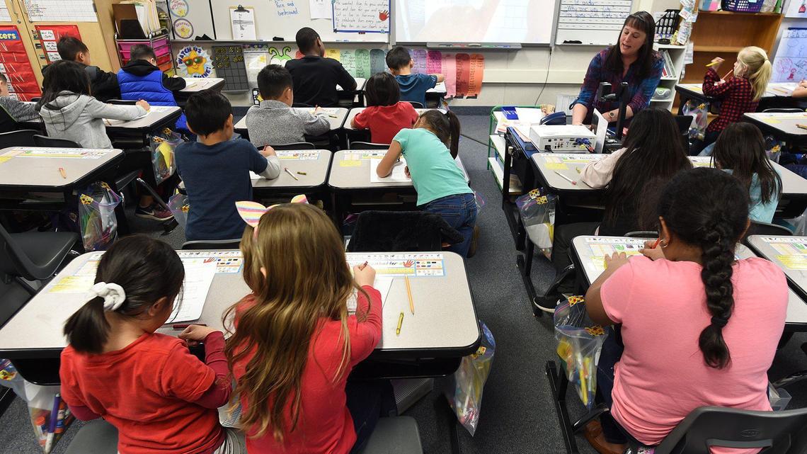 Students work in a Clovis Unified class pre-pandemic.