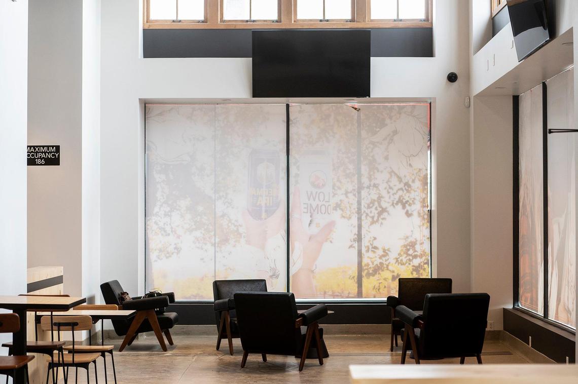 Seating inside the Tioga-Sequoia Brewing Company taproom in Merced, Calif., on Thursday, Feb. 23, 2023. According to Tioga-Sequoia Brewing Company President Michael Cruz, the taproom is expected to open in April.