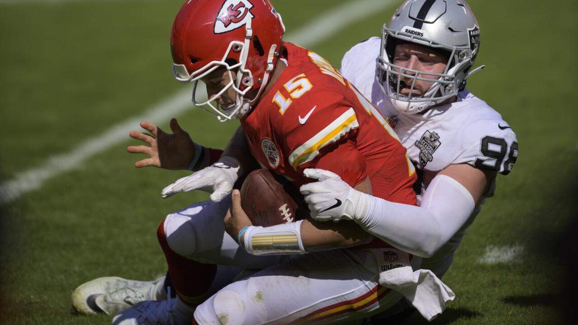 The Las Vegas Raiders and Kansas City Chiefs meet at Arrowhead Stadium on Monday, Oct. 10, 2022.
