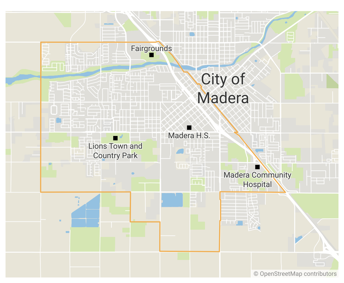 El Distrito 3 del Condado de Madera abarca la mayor parte de la ciudad de Madera, cubriendo la mayoría de la ciudad al oeste de la Highway 99 y una pequeña porción al este de la autopista.