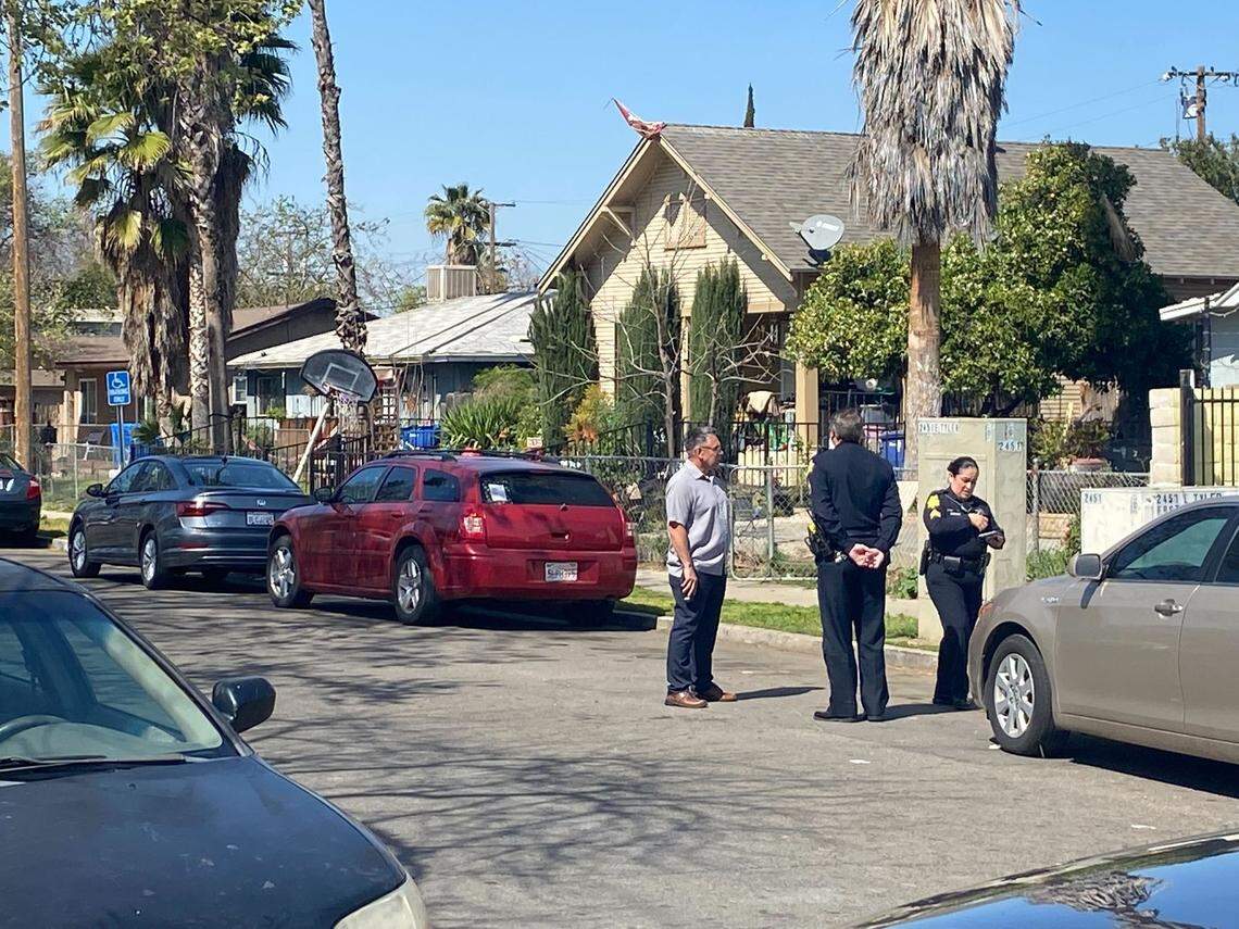 Fresno police officers respond to Fresno Street and Tyler Avenue regarding a kidnapping and assault with a deadly weapon call Monday, March, 21, 2022.