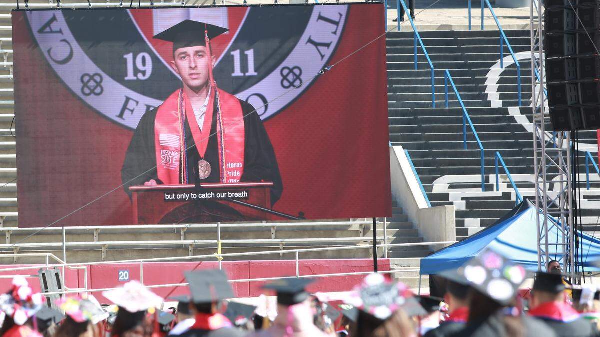 James Roger Tovar III not only graduated with his bachelor’s degree in criminology Saturday, May 15, but he was also selected as the undergraduate dean’s medalist for the Division of Students Affairs and Enrollment Management. As a dean’s medalist, Tovar was invited to do a speech which was prerecorded and was shown during the May 15 morning graduation at the university’s Bulldog Stadium.