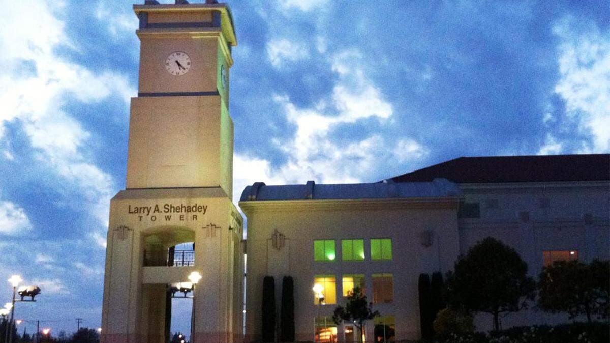 The Larry A. Shehadey Tower at the southeast corner of the Save Mart center, photographed on January 11, 2014 in Fresno, Calif.