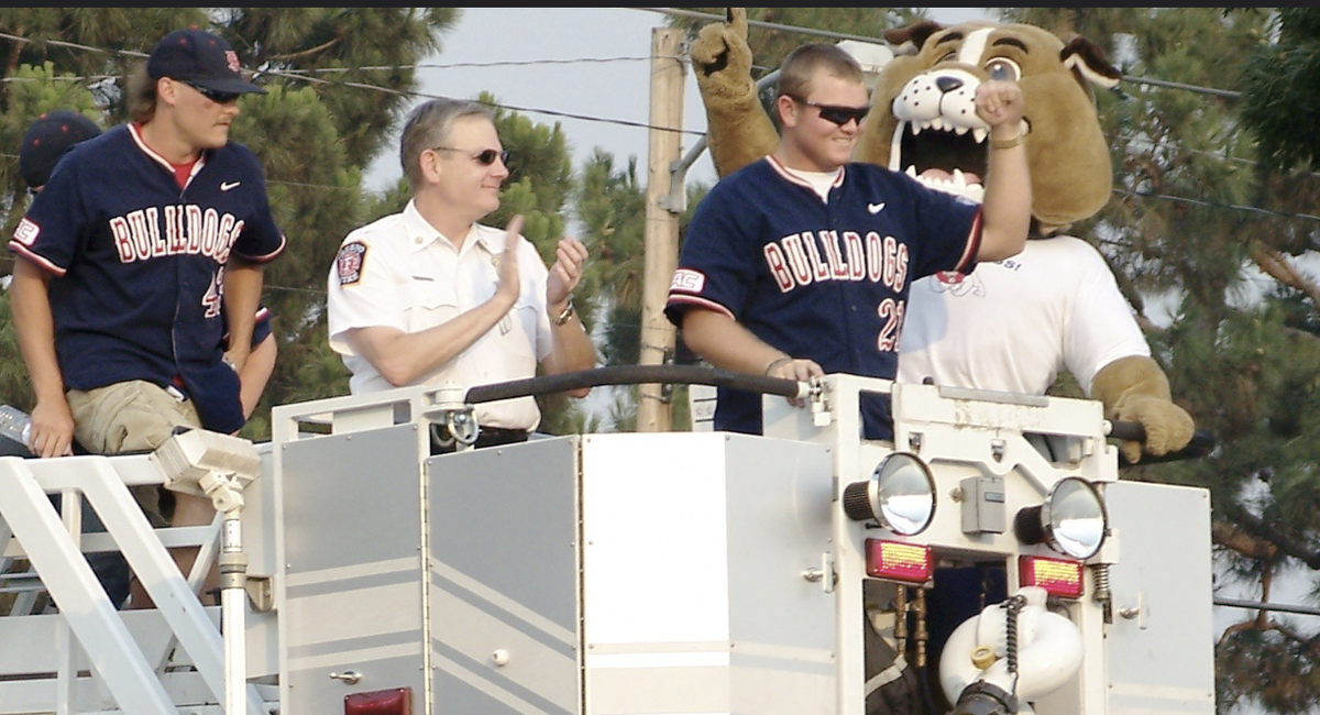 TimeOut, Fresno State’s cartoonish bulldog mascot, was brown and not its usual gray color during the 2008 baseball season when the Diamond Dogs won a national championship.