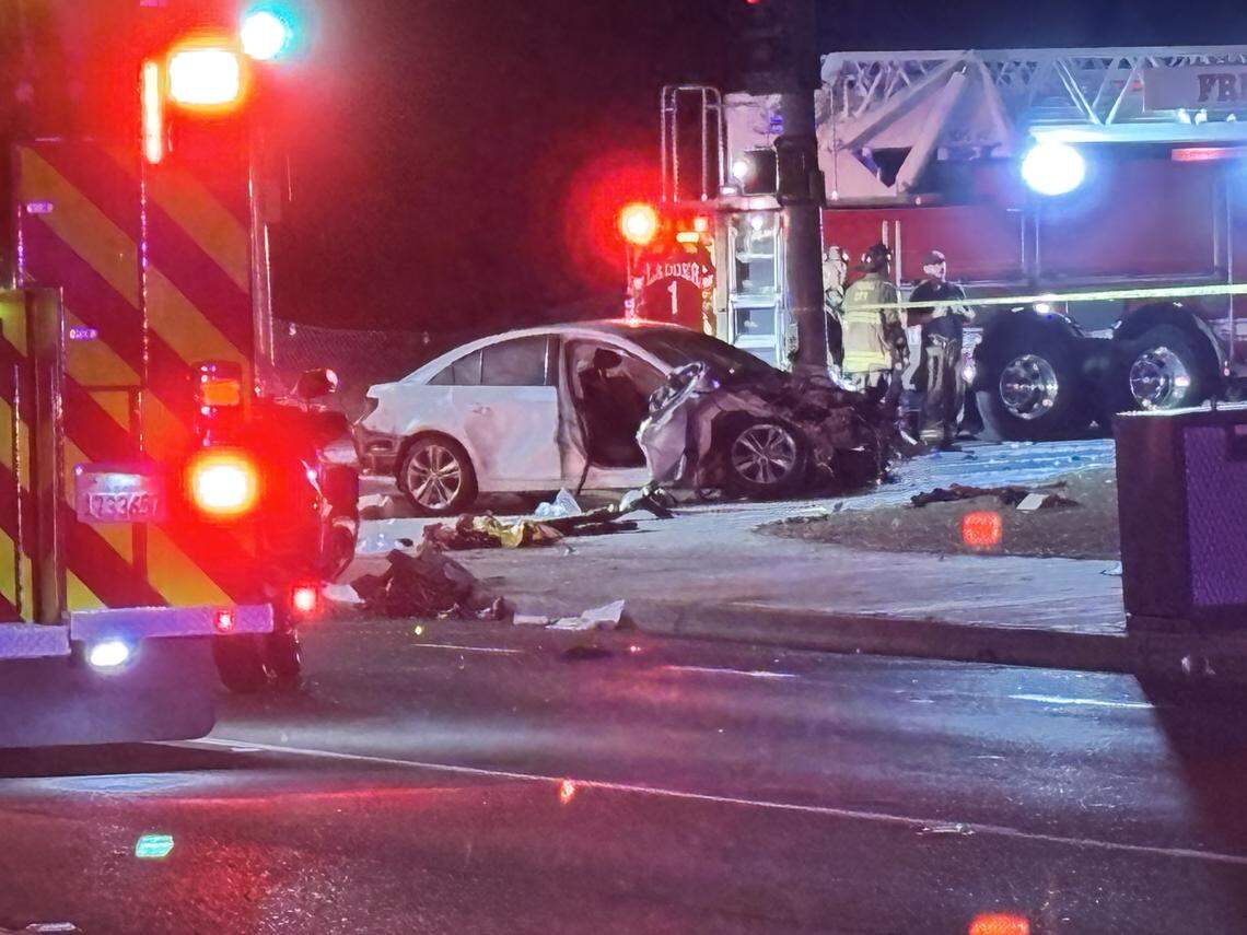 Authorities responded to a crash near the Fresno airport on Friday, April 10, 2026.