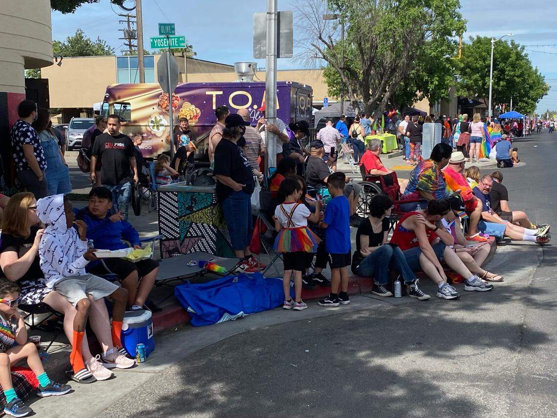 Some of the parade-goers who lined Olive Avenue for the 2022 Fresno Pride Parade on Saturday, June 4.