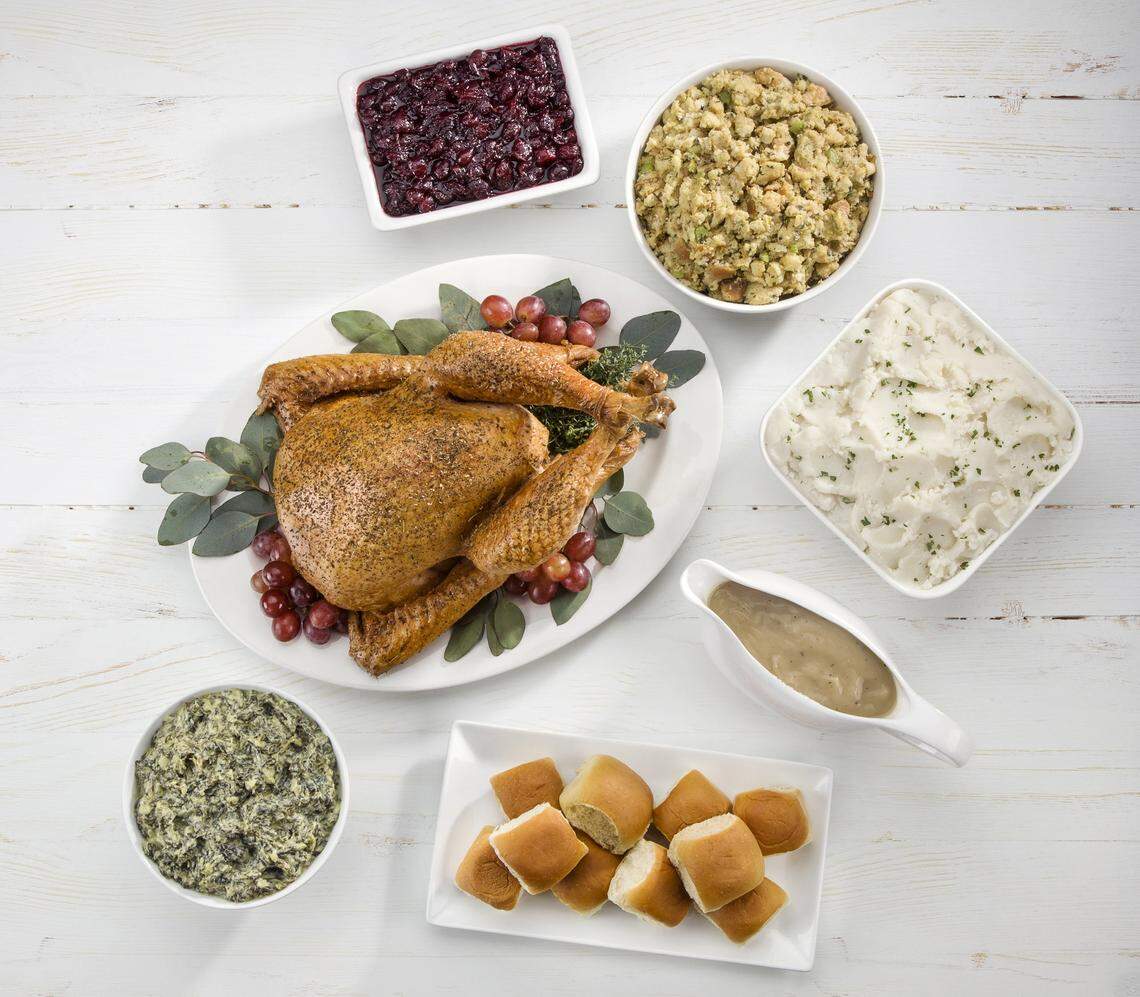 Sprouts Farmers Market stores offer several types of prepared holiday meals, including this one featuring turkey, and it’s first-ever vegan Thanksgiving meal.