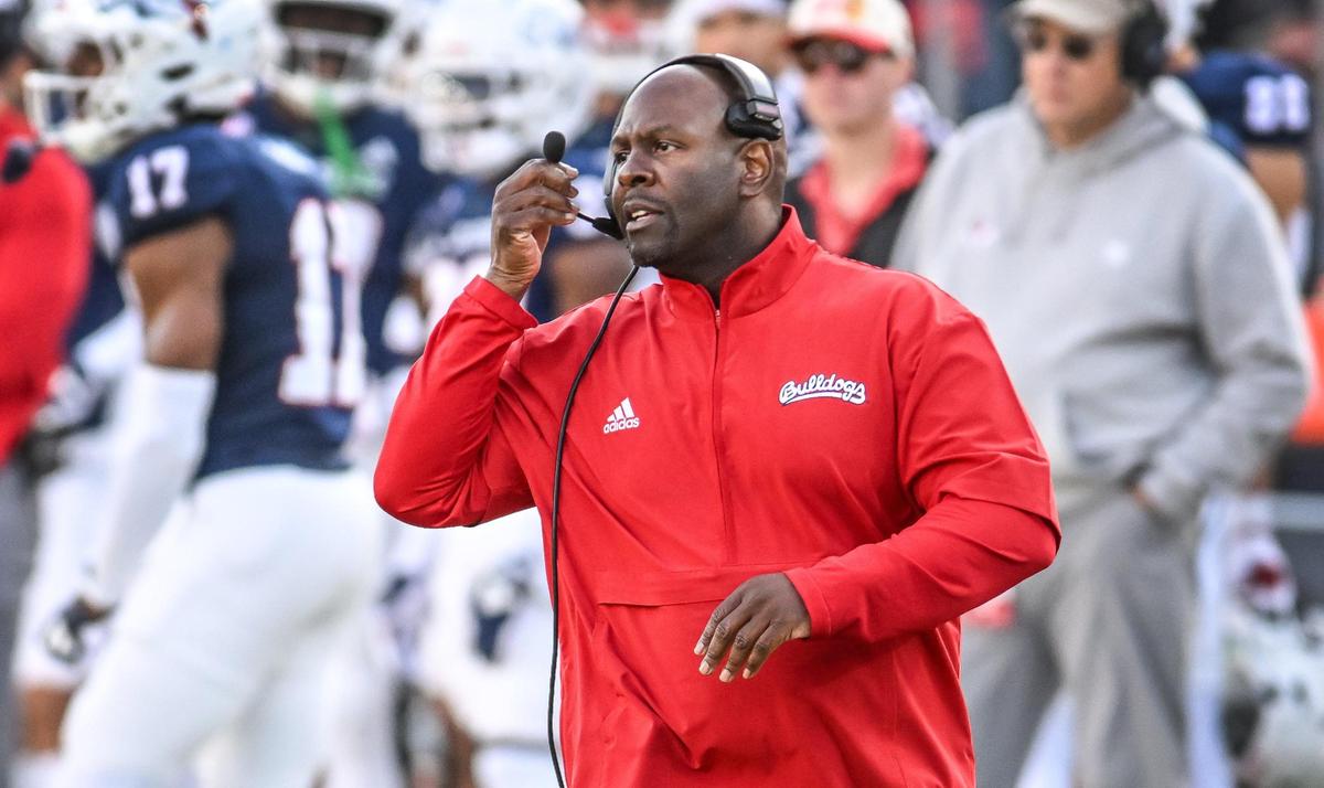 Fresno State interim head football coach Tim Skipper makes calls from the sideline during their game with Hawaii at Valley Children’s Stadium in Fresno on Saturday, Nov. 2, 2024.