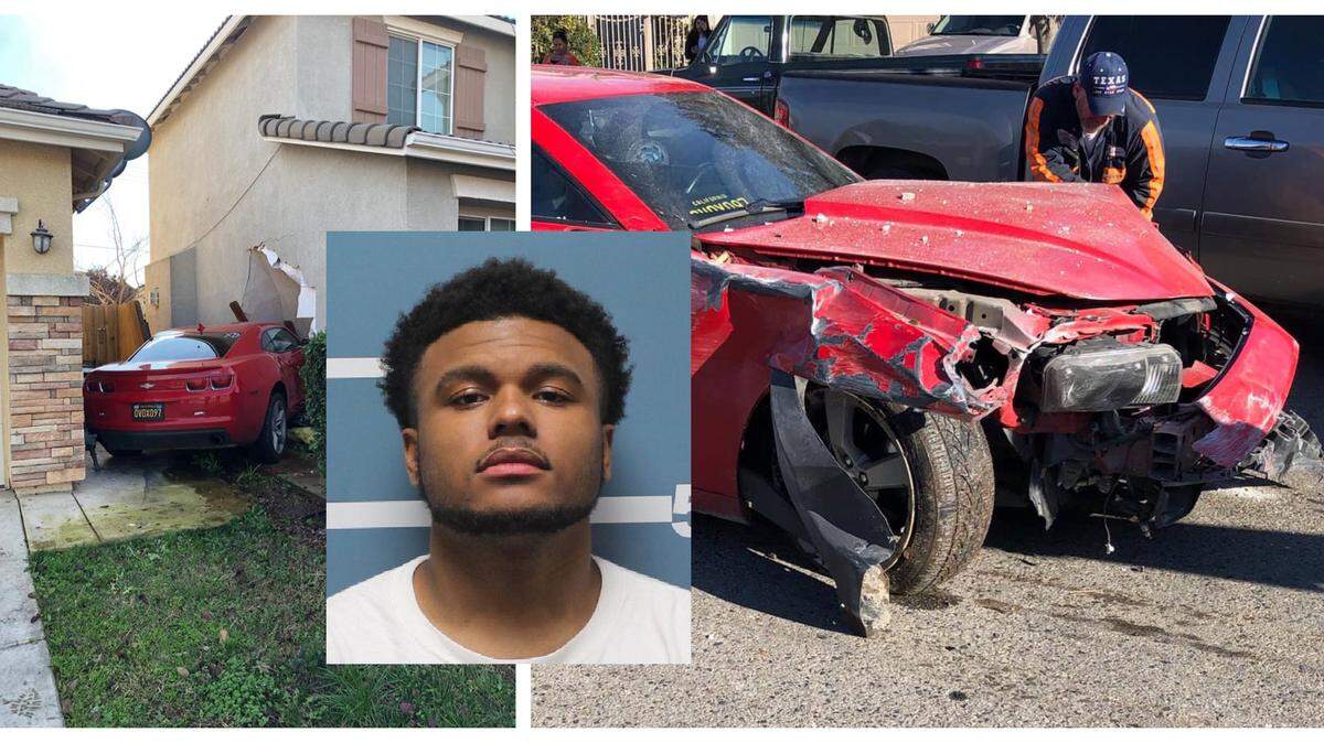 Visalia police said Lonell Goodman, 20, allegedly drove drunk when he crashed into a home filled with residents on Saturday, Jan. 12, 2019.