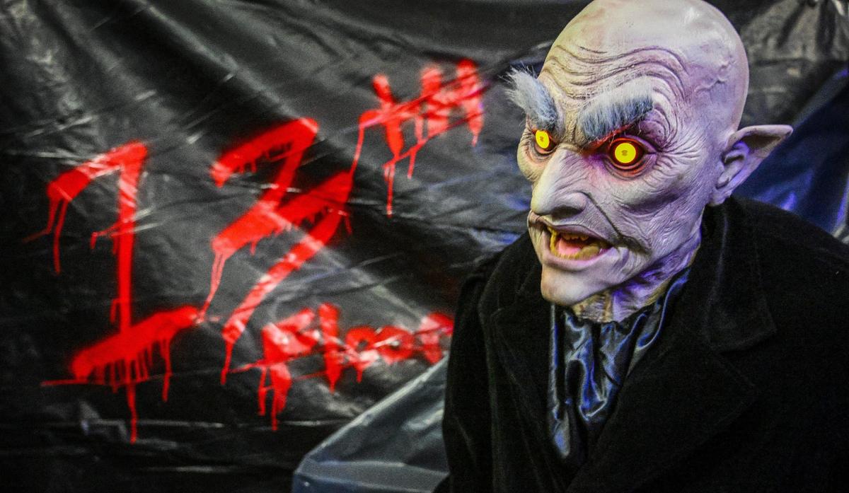 An animatronic ghoul stands at the entrance of the 13th Floor, a maze haunt at Scare Factory in Fresno. Live performers will also be part of the attraction.