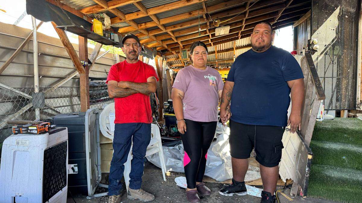 Victor Solorzano (first from the right) and his wife and father-in-law say it’s heartbreaking to have lost the place they’ve called home for years.