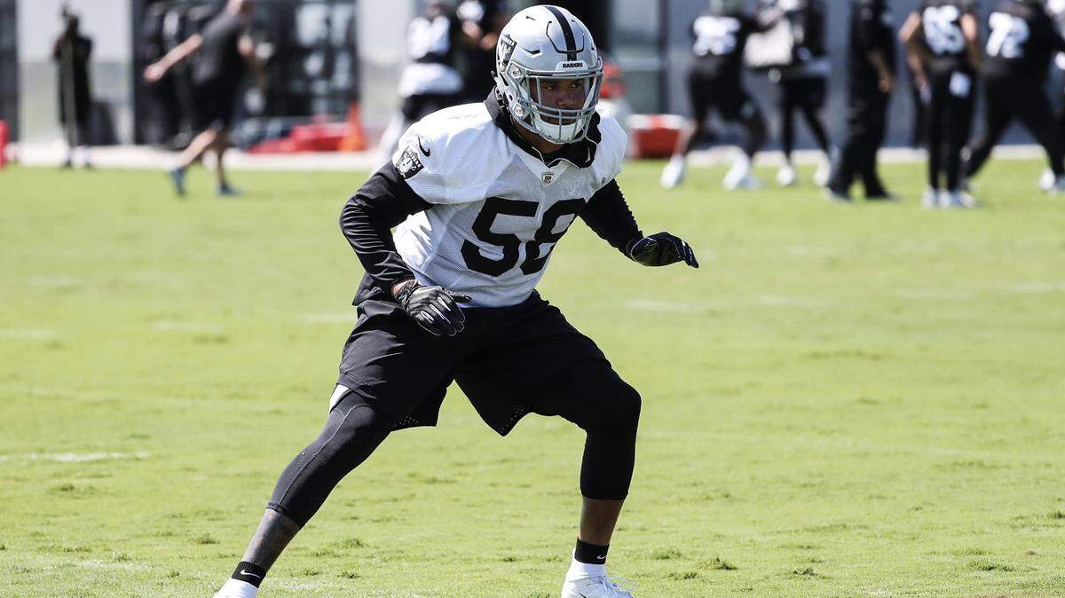Oakland Raiders linebacker Kyle Wilber goes through practice this week at the team’s practice facility in Alameda, CA.