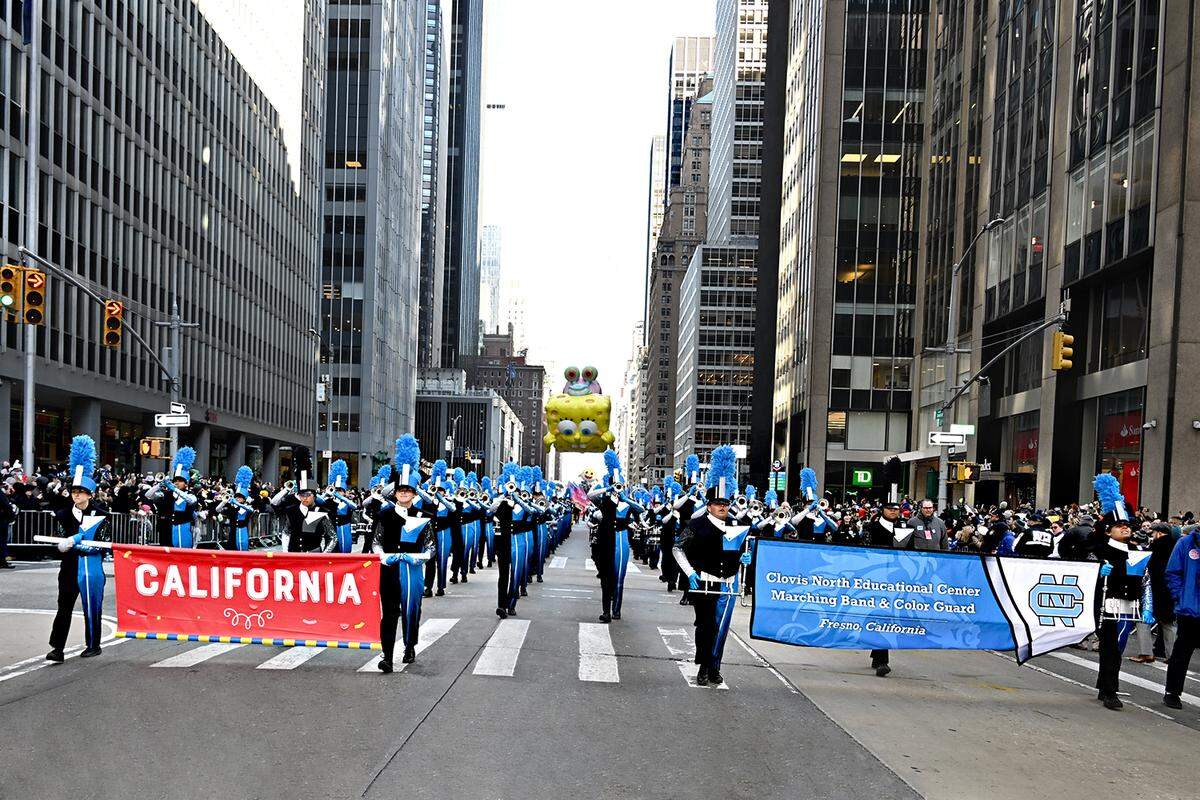 The Clovis North High School Bronco Band marches Thursday, Nov. 24, 2022 in the 96th annual Macy’s Thanksgiving Day Parade, playing selections from “The Nutcracker” ballet on the 2.5-mile parade route through Manhattan. The band is the first from Clovis Unified to be in the event since 2000. Clovis West made appearances in 1989, 1995 and 2000. An anonymous benefactor’s $200,000 gift helped make the trip possible; band director David Lesser estimated the total cost at about $500,000.