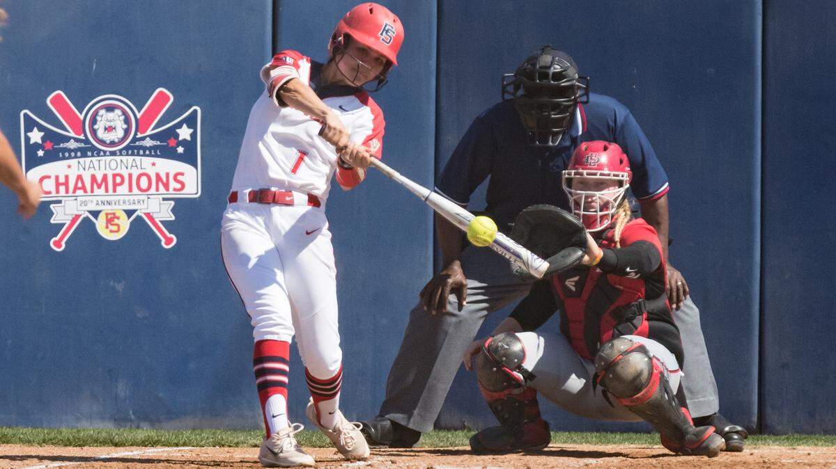 Rachel Minogue, seen in action last season, is one of three returning All-Mountain West Conference softball players for Fresno State in 2019. She hit a two-run homer Thursday in the season-opener against UCLA, but the Bruins beat the Bulldogs 8-2 in Honolulu.