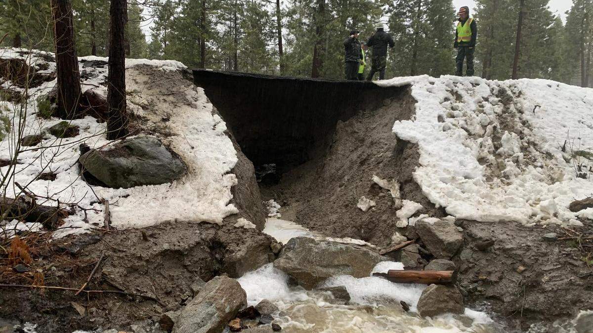 The U.S. Forest Service in Sequoia National Forest took a photo Tuesday of a failed culvert on Forest Service road 13S09 going into Hume Lake Basin from Highway 180.