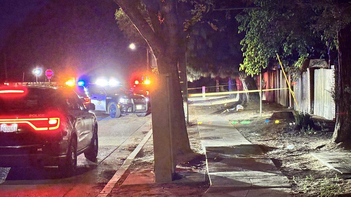 Police blocked off a portion of the sidewalk after a man was stabbed in Fresno, California.