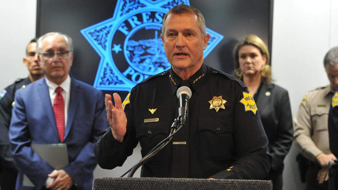 Fresno Police Chief Andy Hall on Tuesday, Dec. 31, 2018 announces the arrests of six suspects in a mass shooting in Fresno in November that killed four men.
