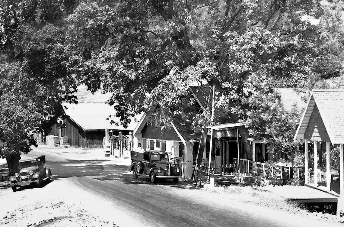 Shrouded by towering shade trees in this circa 1930s photograph, Cressman’s General Store provided not only supplies but relief for travelers on old Tollhouse Road.
