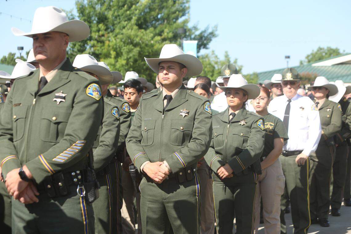 Family, law enforcement and community gathered Tuesday, April 28, 2026, in Visalia to remember Tulare County deputy Randy Hoppert's service and sacrifice after the fatal April ambush in north Porterville.