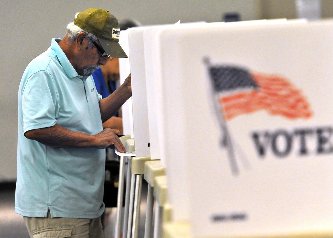 Sam Gonzales votes at the Clovis Veterans Memorial building, Tuesday afternoon, June 5, 2018.