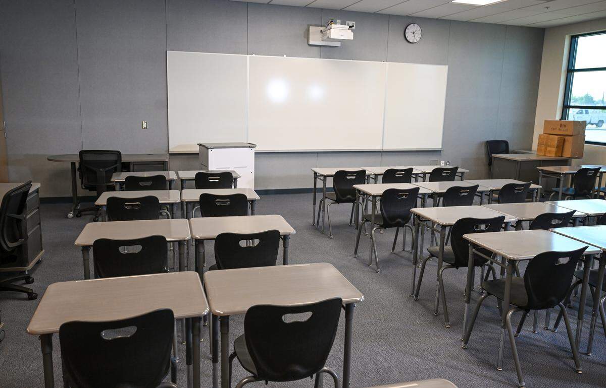 One of the classrooms at Phillip V. Sanchez Intermediate School, part of the Terry P. Bradley Educational Center is ready for students for the first day of classes coming up on August 18. 