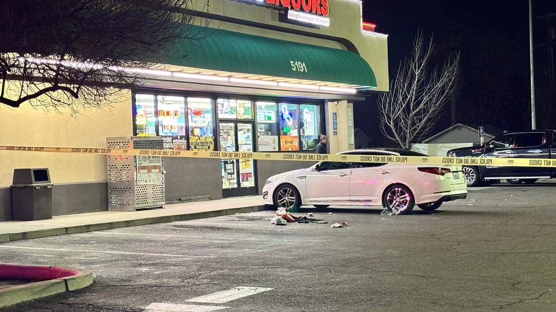Crime scene tape was up at a liquor store after a 19-year-old was found with a gunshot wound on Saturday, Jan. 10, 2026.