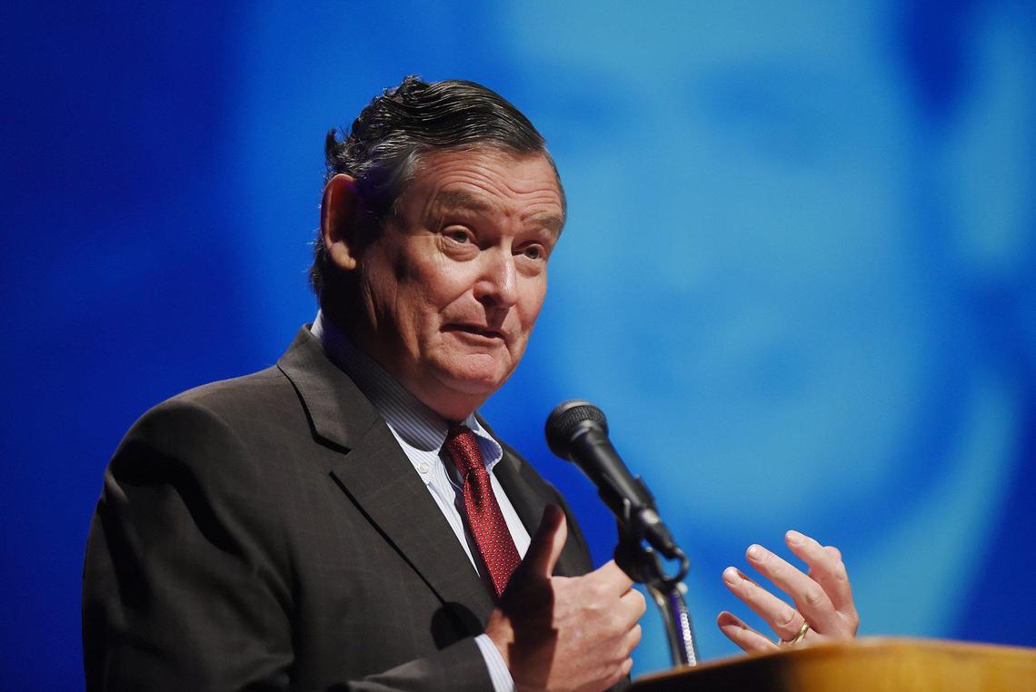 California State University Chancellor Timothy P. White addresses the crowd as keynote speaker for The Fresno Bee’s California Priorities: Focus on Education summit held at Fresno State’s Satellite Student Union Wednesday, Sept, 2019 in Fresno.