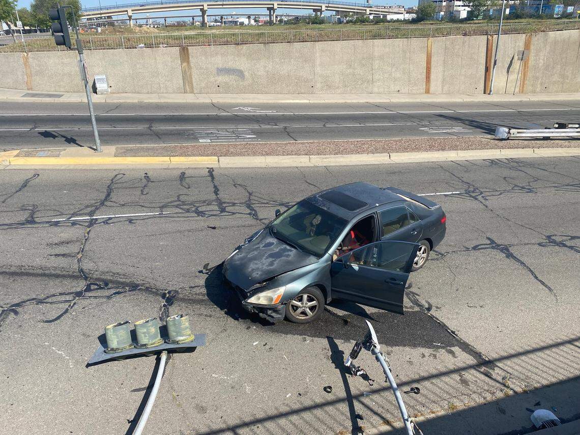 A Fresno police officer was involved in a crash with a Honda while responding to a call on Friday, April 14, 2023.