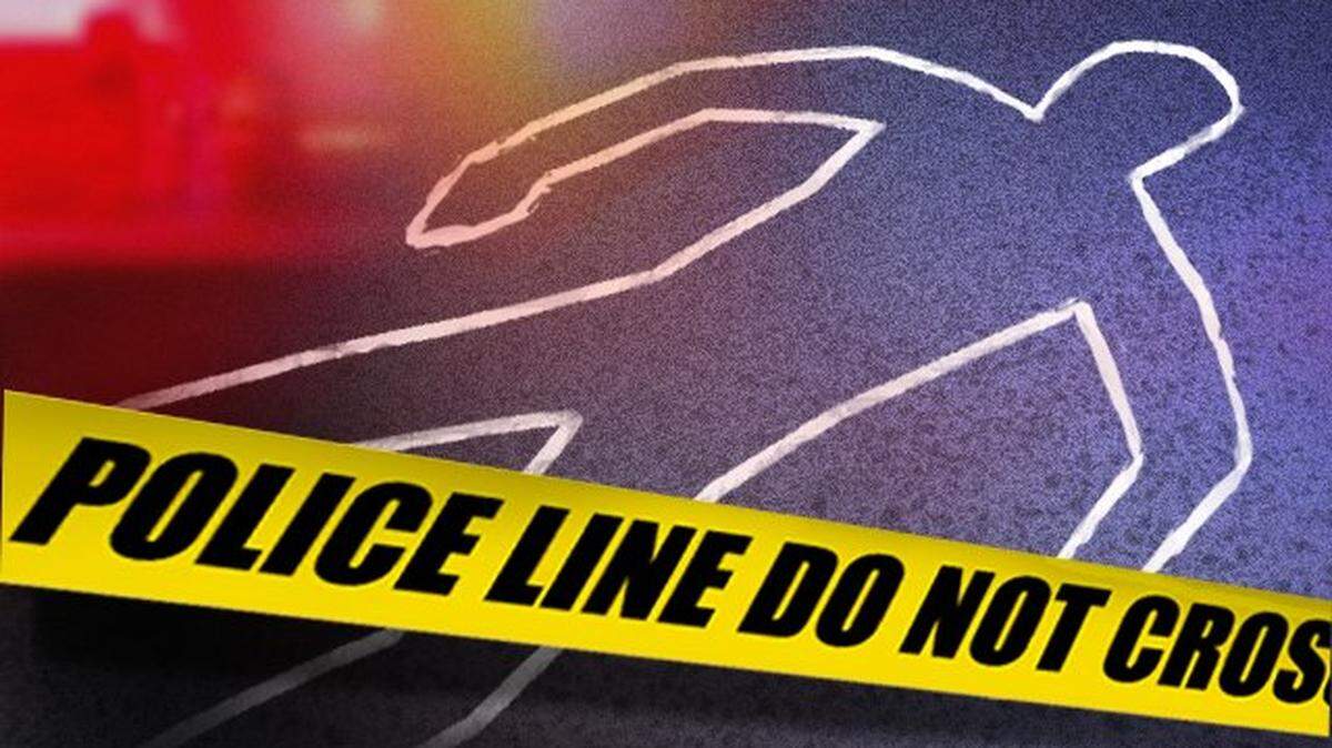 Graphic show the chalk line of a body, police light and police line