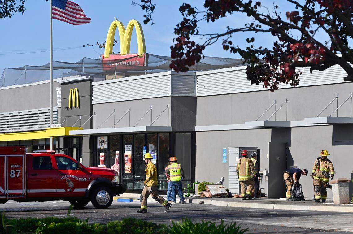 The McDonald’s fast food restaurant at Ashlan and Clovis Avenues at Tarpey Village suffered fire damage Wednesday morning, Nov. 29, 2023 in Fresno.