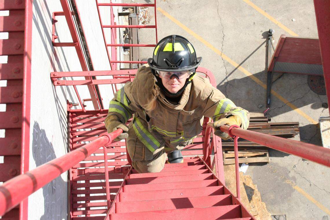 A participant in a firefighting training.