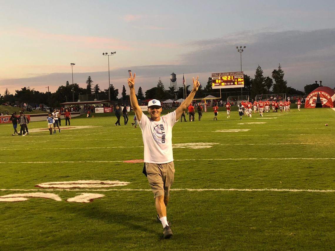 Steve Cox is seen in an undated photo at a Bullard High football game. Cox died on Wednesday, April 22, 2026. He was 58.